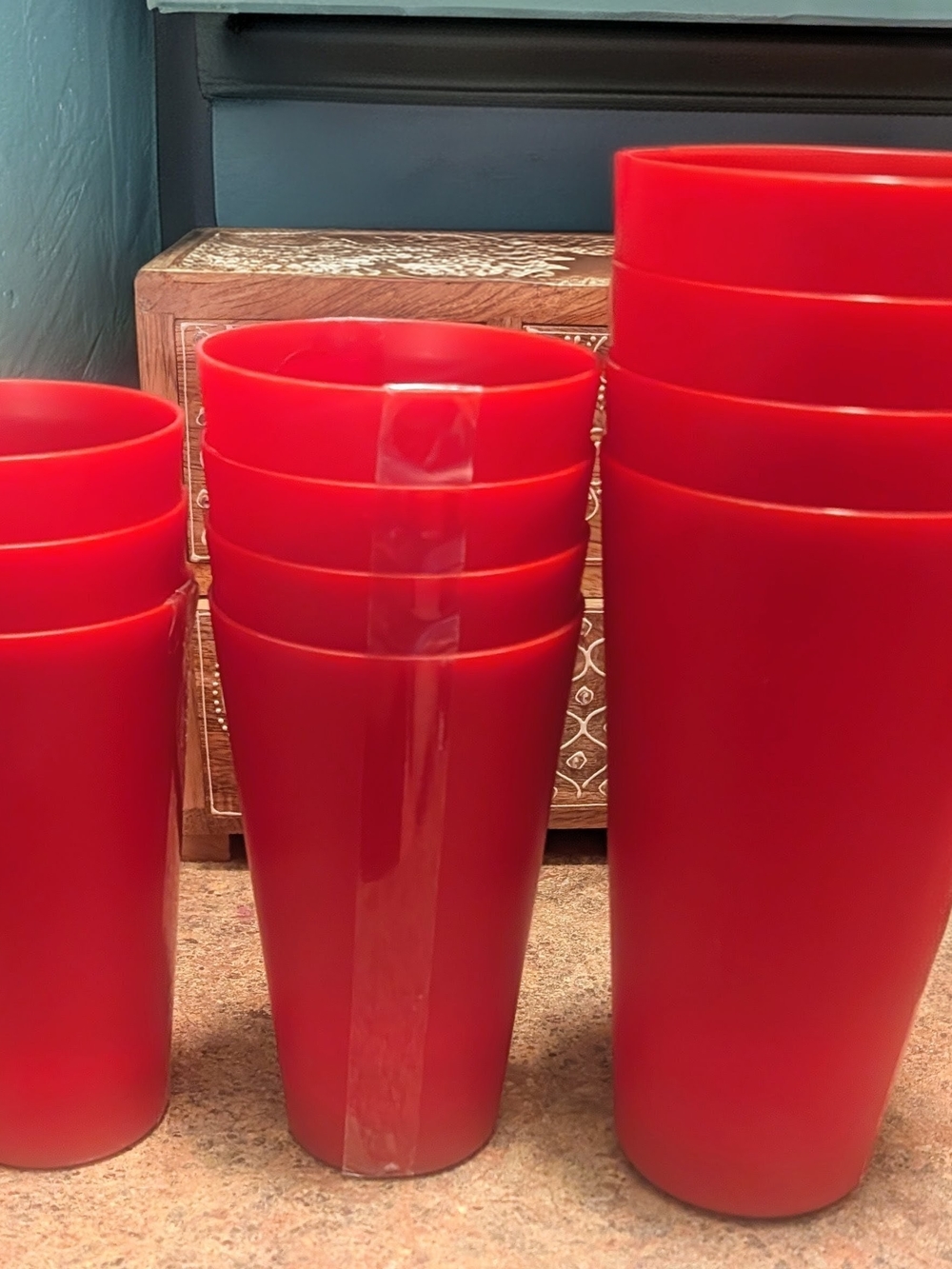 Classic Red Stackable Plastic Tumblers